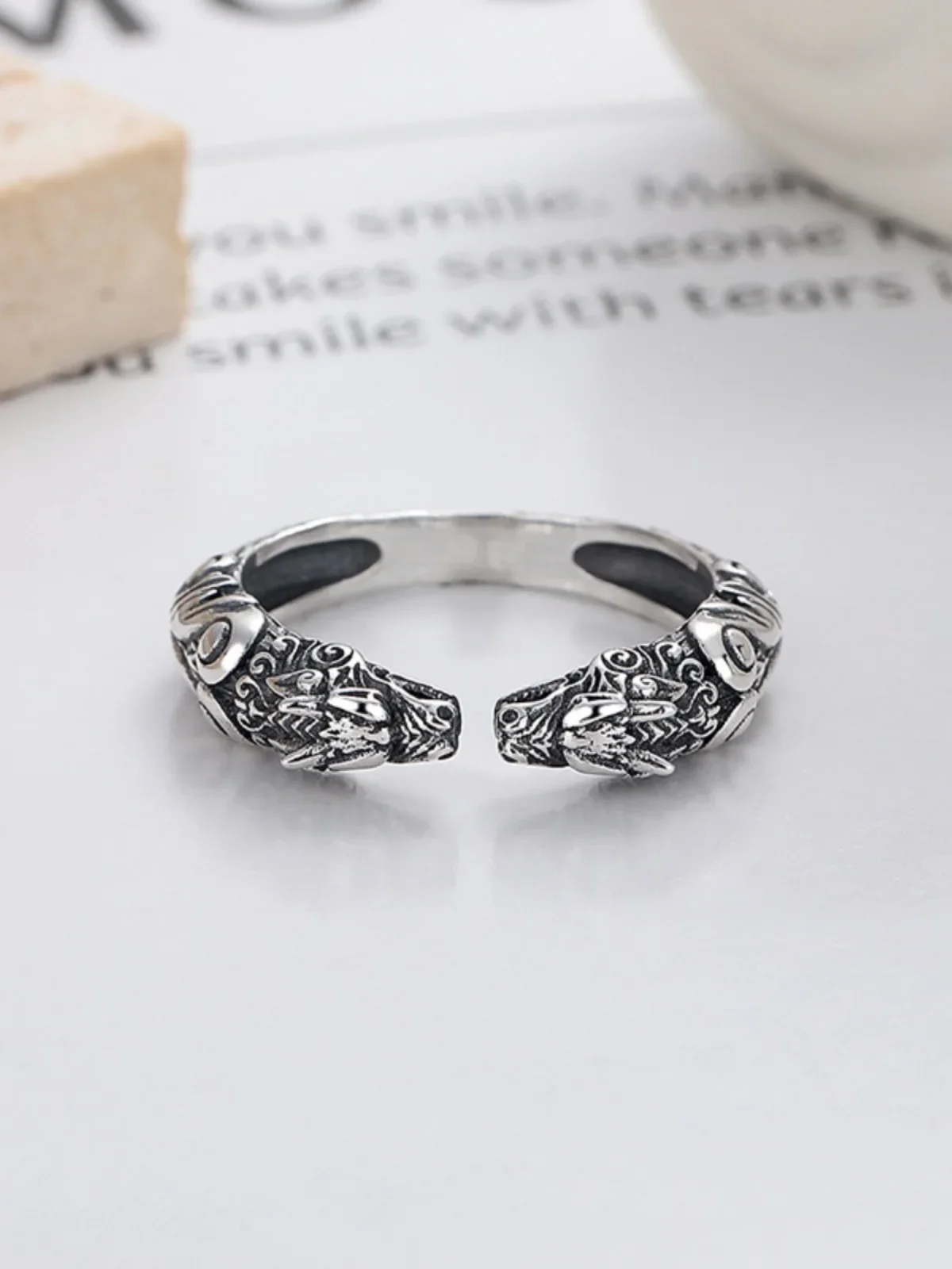 QN Новое ретро кольцо с двойной головой дракона для мужчин и женщин модные