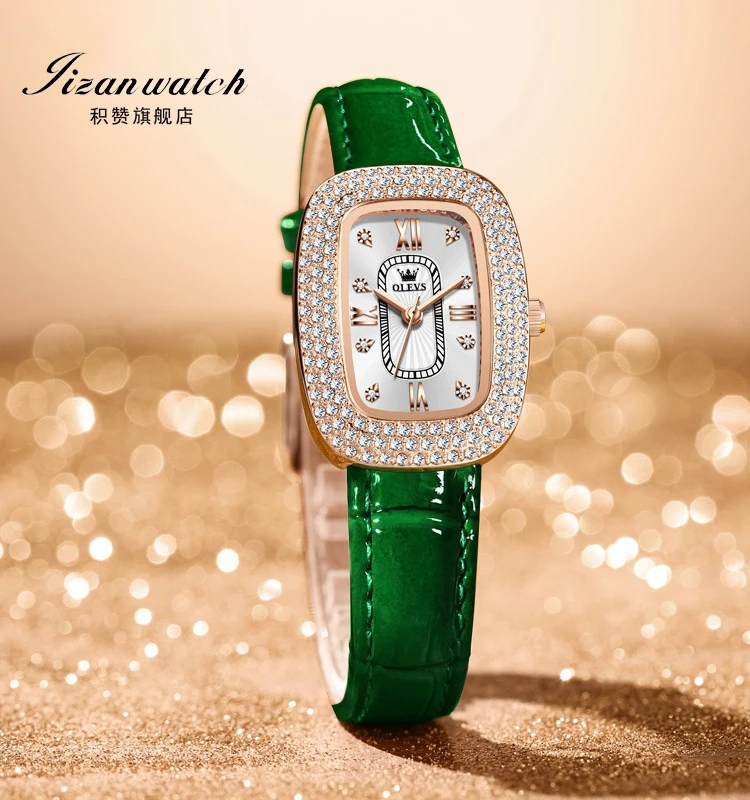 

Оригинальные женские часы, роскошные маленькие зеленые часы со стразами, новые женские часы