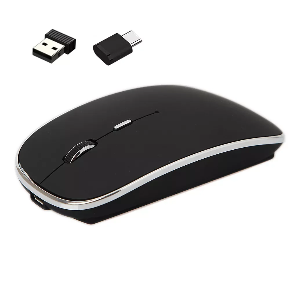 

Беспроводная мышь, заряжаемая портативная Бесшумная мышь USB и Type-C, Двухрежимная мышь, 3 регулируемых DPI для ноутбука, Mac, MacBook, Android, ПК