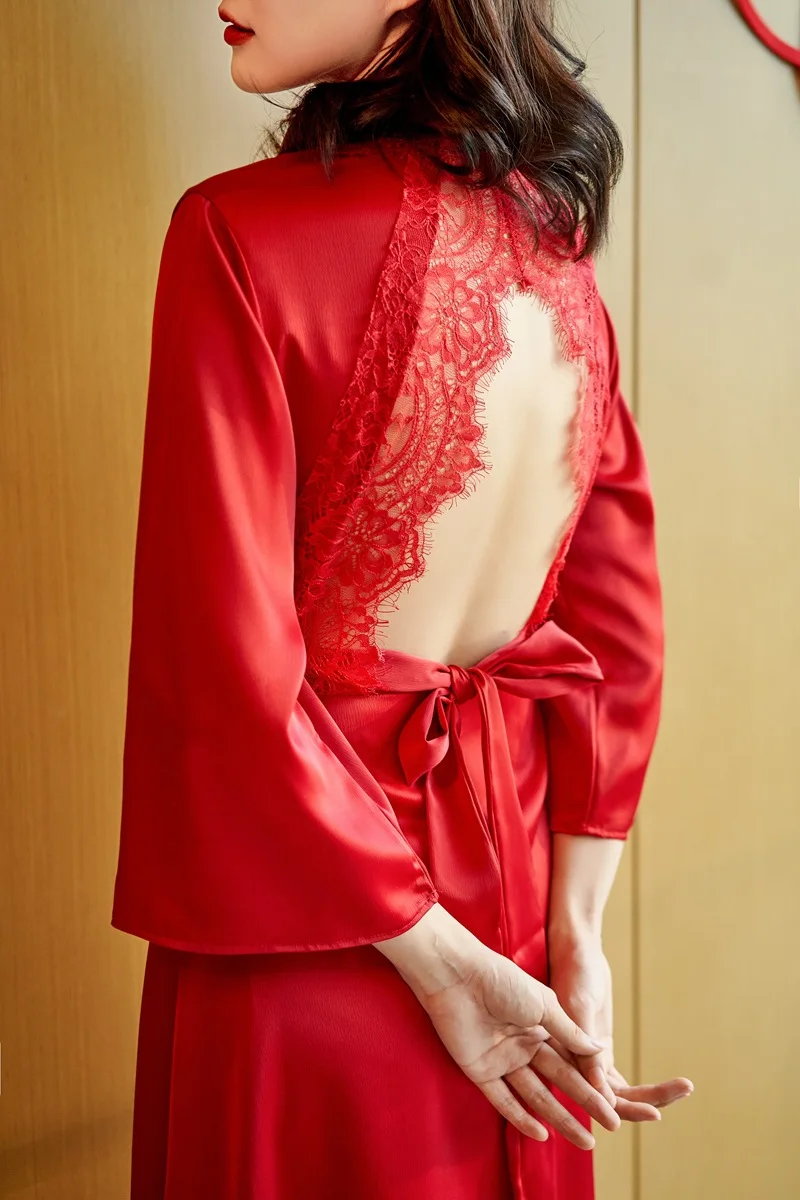 Flame Of Dream Morning Gown Lace  Bridesmaid Robe For Women 22787