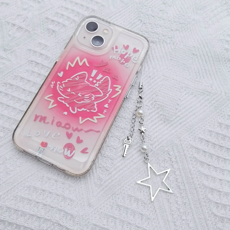 

Hollowed Pentagram Mobile Phone Chain Lovely Bag Key Pendant Decorations Fashion Jewelry Gift Accessory Phones Ornament