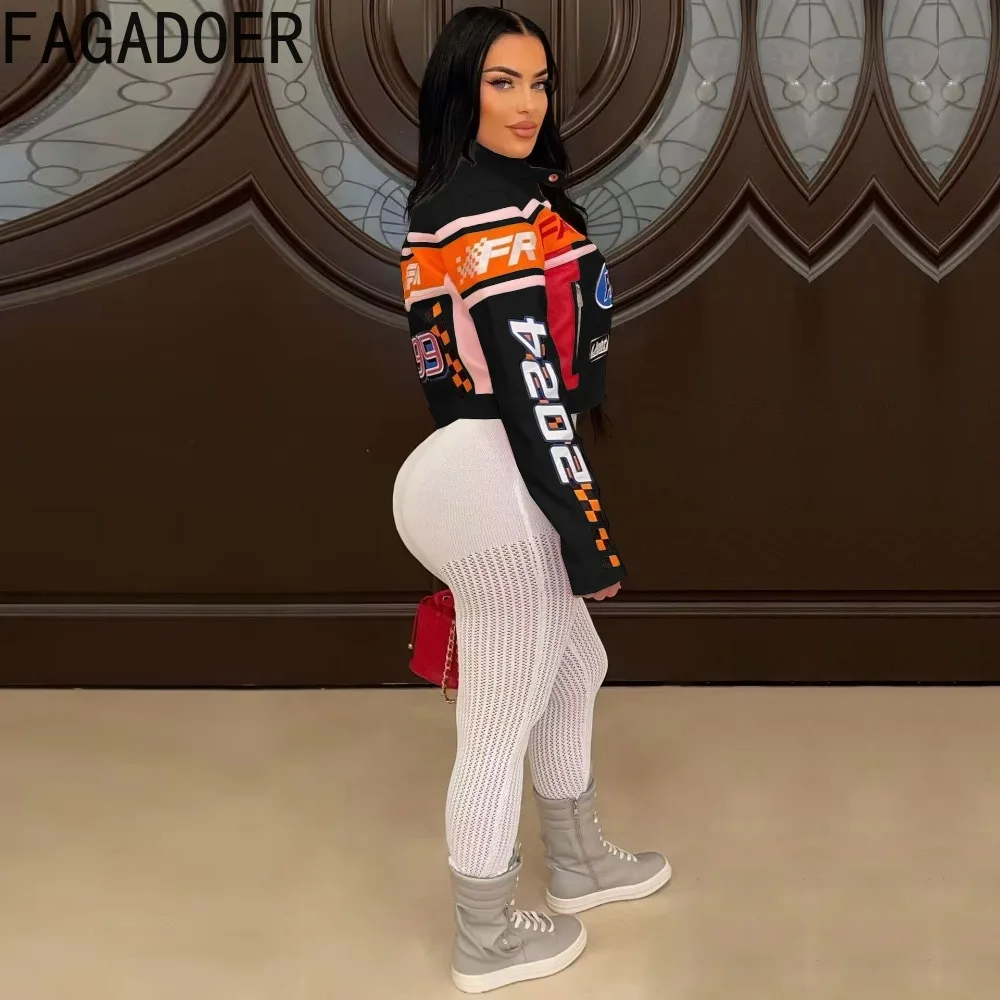 FAGADOER осень-зима новая модная укороченная куртка женская панк-готическая мото с