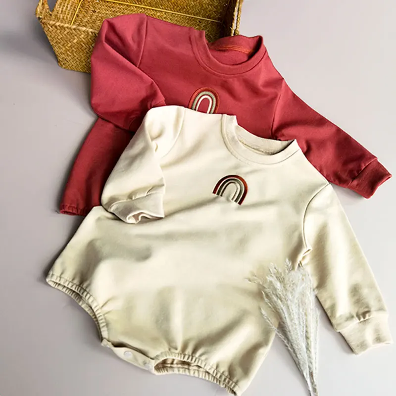 

Baby Girl Bodysuit Long Sleeves Embroidery Rainbow New Born Baby Boy Rompers Cotton New Infant Jumpsuits Dropshipping