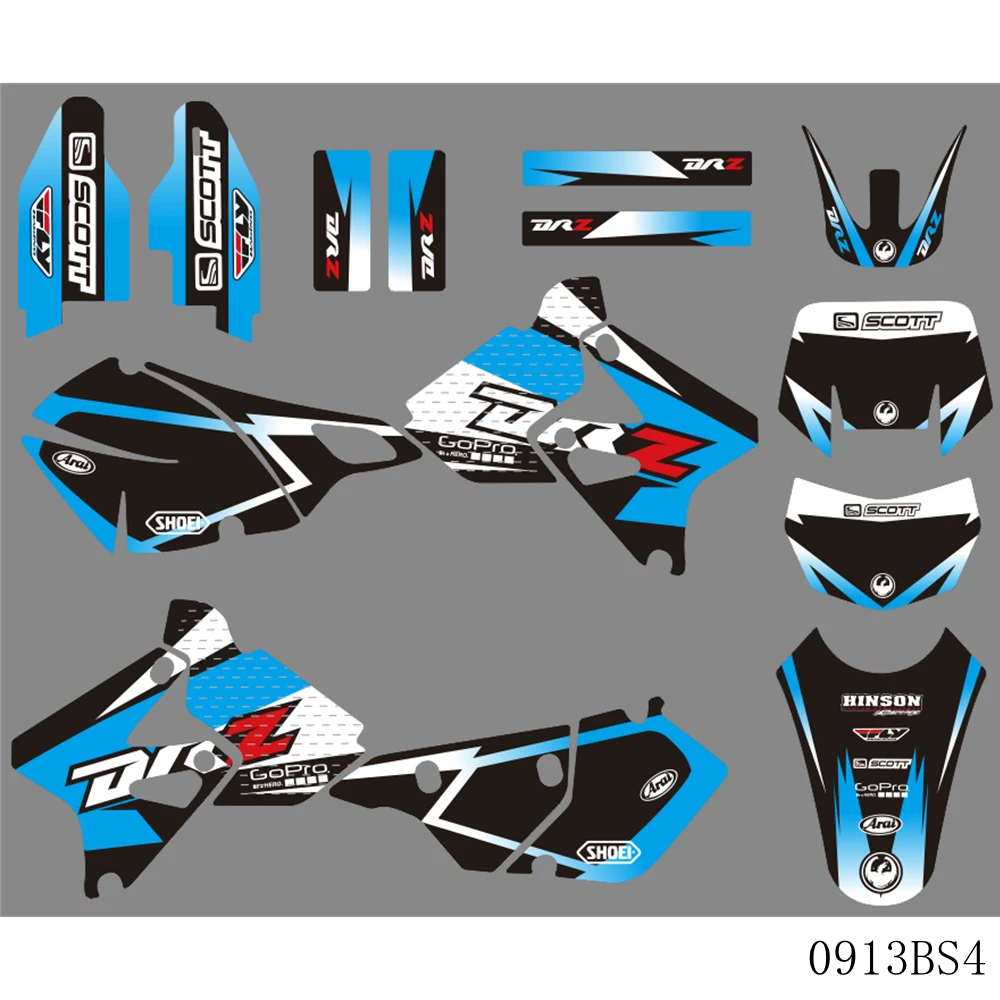 

For SUZUKI DRZ400 SM S E DRZ 400 SM S E 2000-2020 Full Graphics Decals Stickers Motorcycle Background Custom Number Name