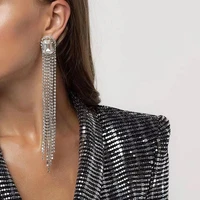 womens sexy rhinestone pendant earrings fashion declaration shiny crystal long tassel earrings european and american style earr