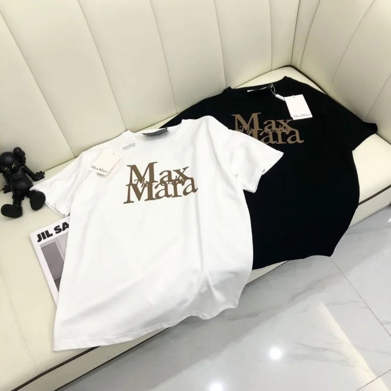 

Summer T Shirt Women Letter Print Luxury Designer Short Sleeve Loose Oversize Cotton Tops 2023 Aesthetic Graphic Tees