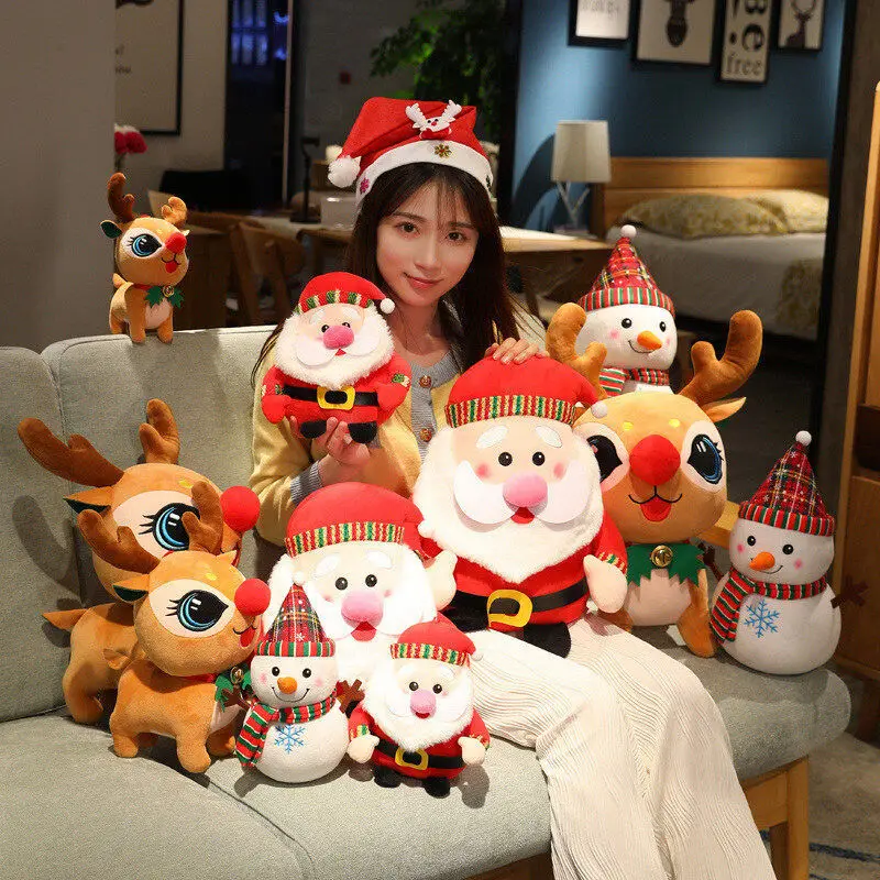 

New Anime Santa Claus Plush Kawaii toys Elk Snowman Pillow Dolls New Year Deer Plush Stuffed Toys Noel Natal Christmas Gifts