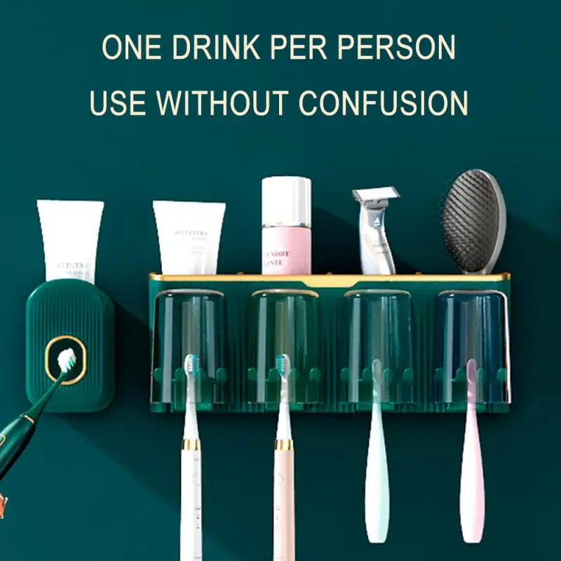 

Bathroom Toothbrush Storage Box Multifunctional Household Washing Table Shelf Toothpaste Squeezer Storage Rack Toothbrush Holder