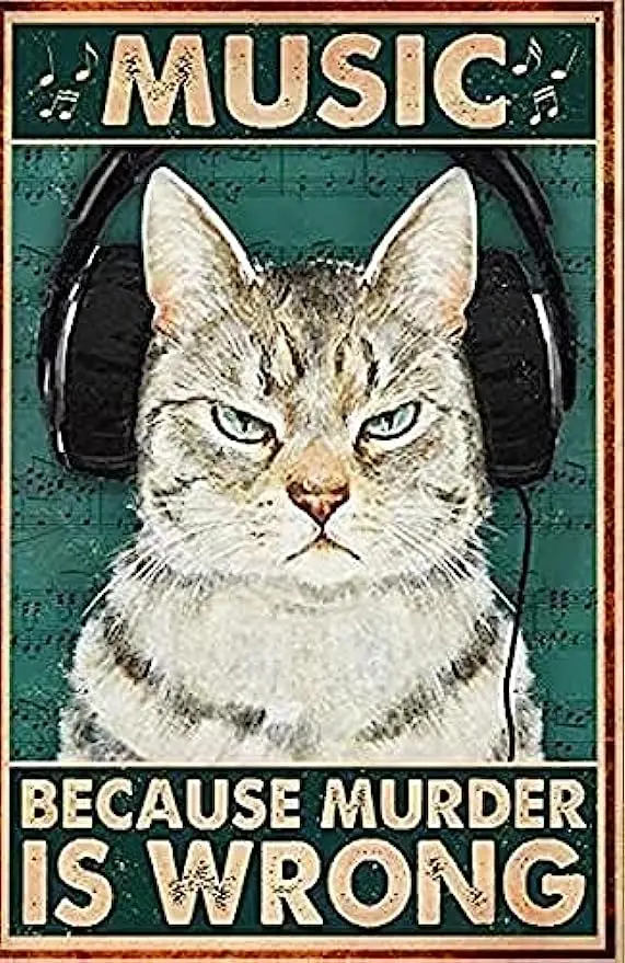 

Music is the wrong tin logo because of murder. Vintage metal tin logo for bars, restaurants, cafes, bar walls, home decor