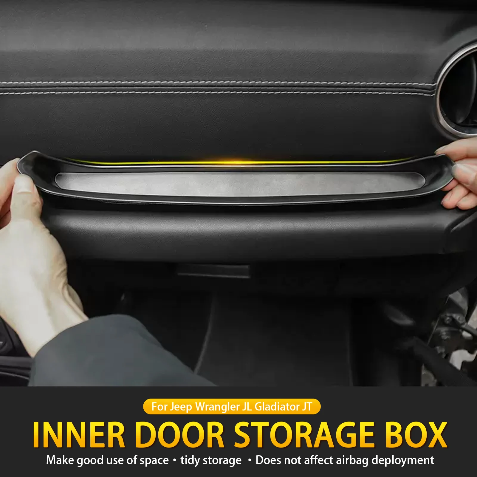 

For Jeep Wrangler JL Gladiator JT 2018-2021 Car Passenger Tray Organizer Grab Handle Storage Box With Anti Slip Mat Accessories