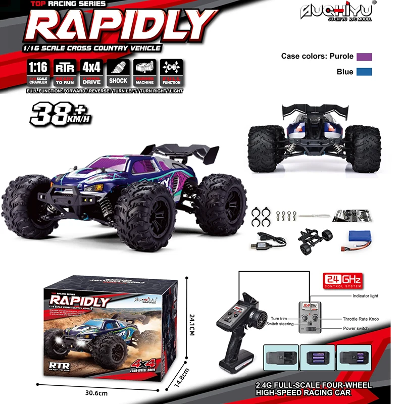 

RC Car 1:16 Off Road Climbing 4WD With LED Headlight 2.4G Rock Crawler 50km/h High Speed Drift Remote Control Truck Toys for boy