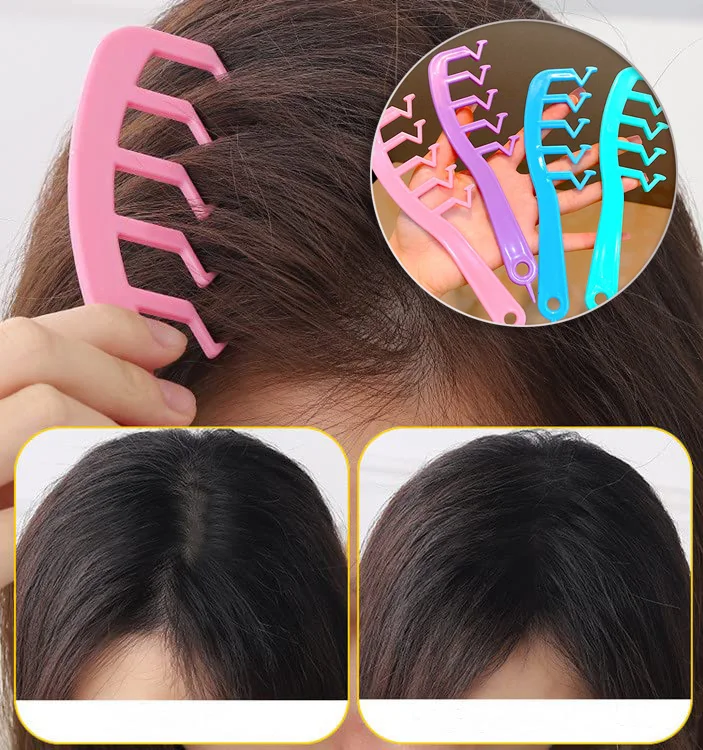 

Hair Naturally Fluffy Comb Z-shaped Hair Seam Styling Wide Tooth Combs Professional Plastic Hair Styling Comb 4 Colors