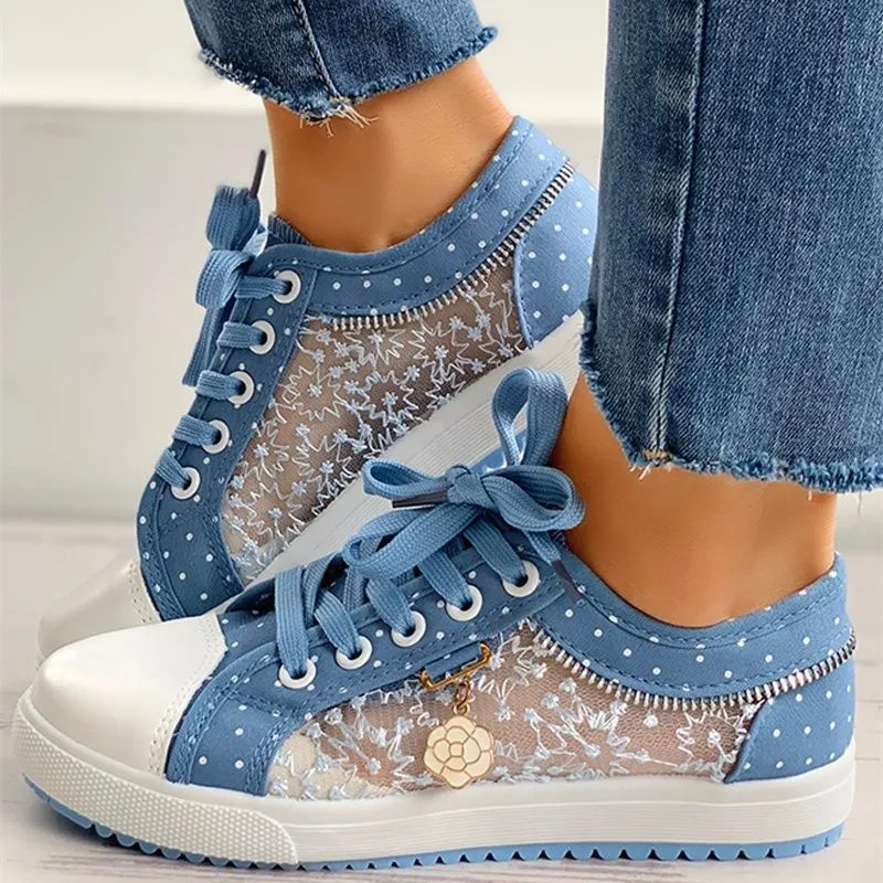 

Women Shoes 2022 New Fashion Summer Casual Cutouts Lace Canvas Hollow Breathable Platform Flats Woman Sneakers Girl Comfortable