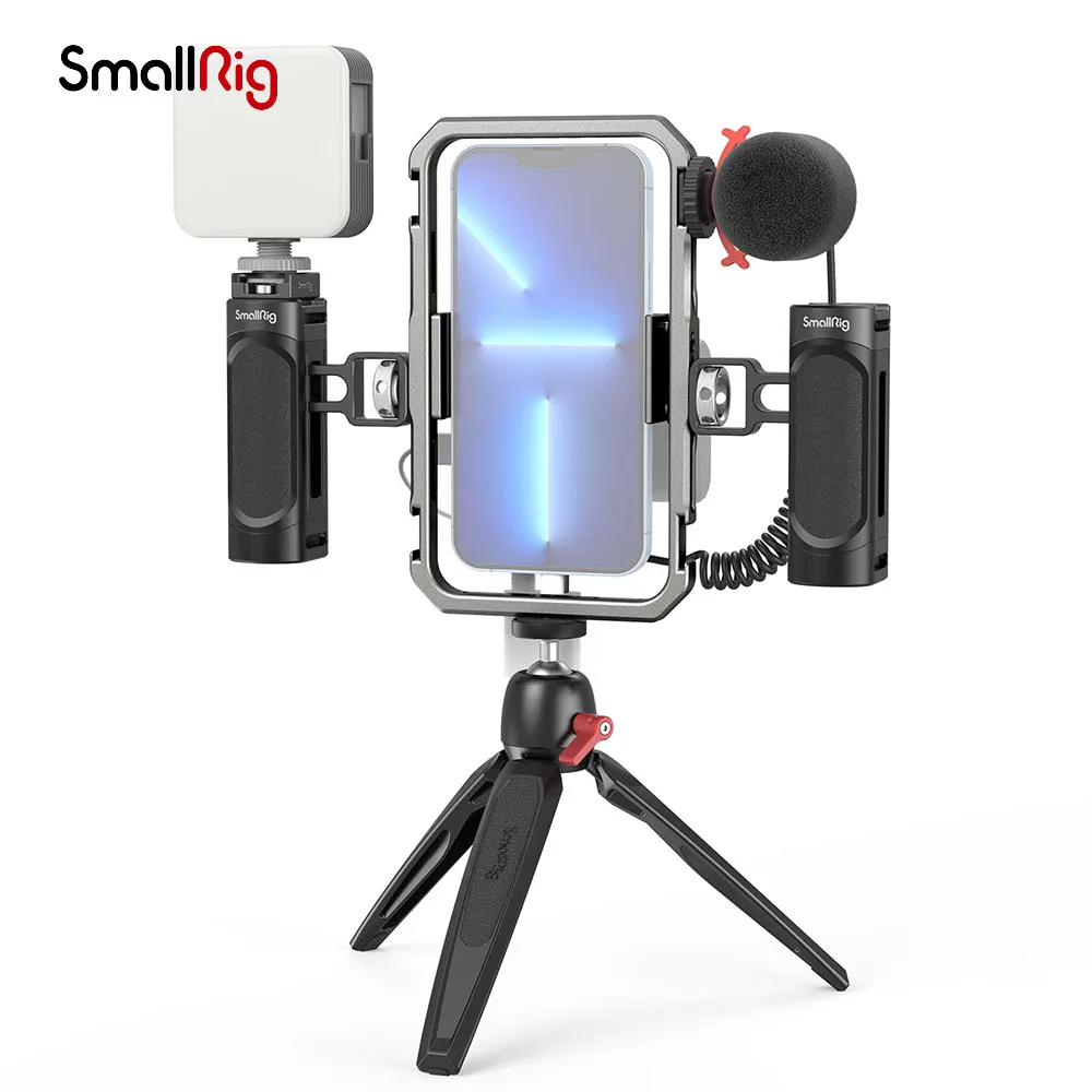 

Комплект видеосигнала SmallRig для iPhone, универсальный комплект с боковой ручкой и штативом для подсветки микрофона