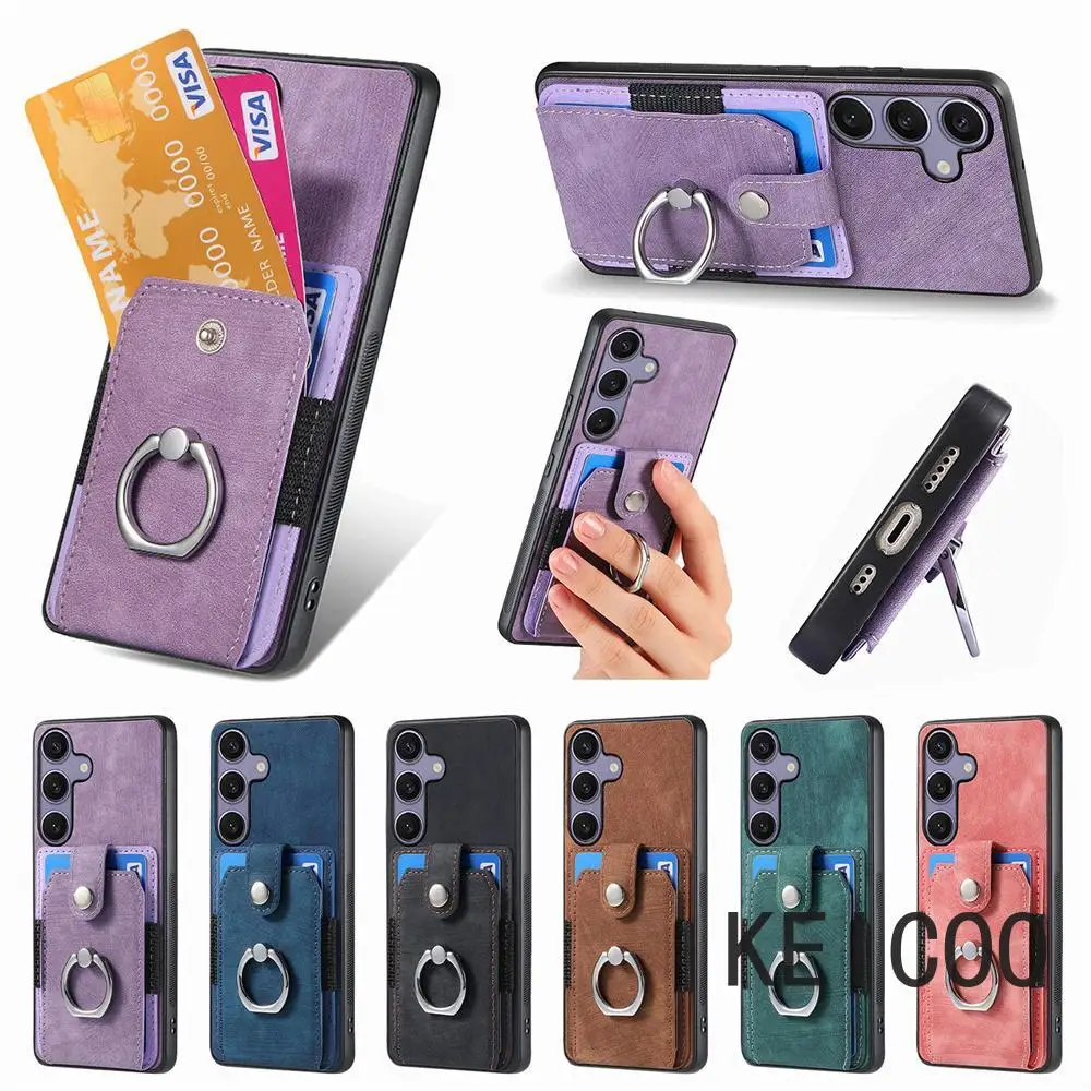 Кожаный чехол с кольцевой пряжкой и подставкой для телефона Samsung Galaxy S8 S9 S10 S10e S24 S25