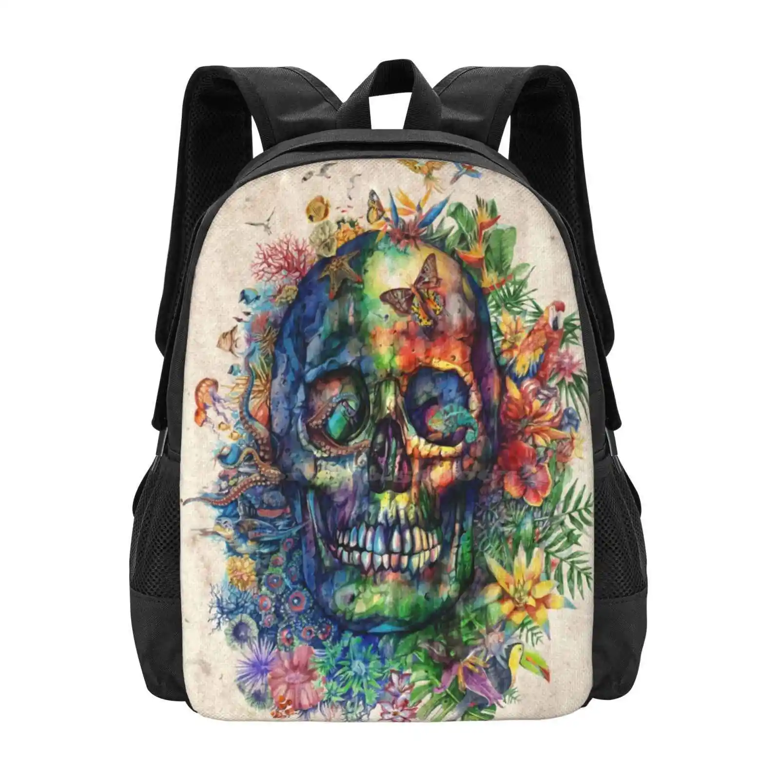 

Skull Backpacks For School Teenagers Girls Travel Bags Skulls Skull Art Scary Zombie Spooky Psychedelic Horror Hallowen Day Of