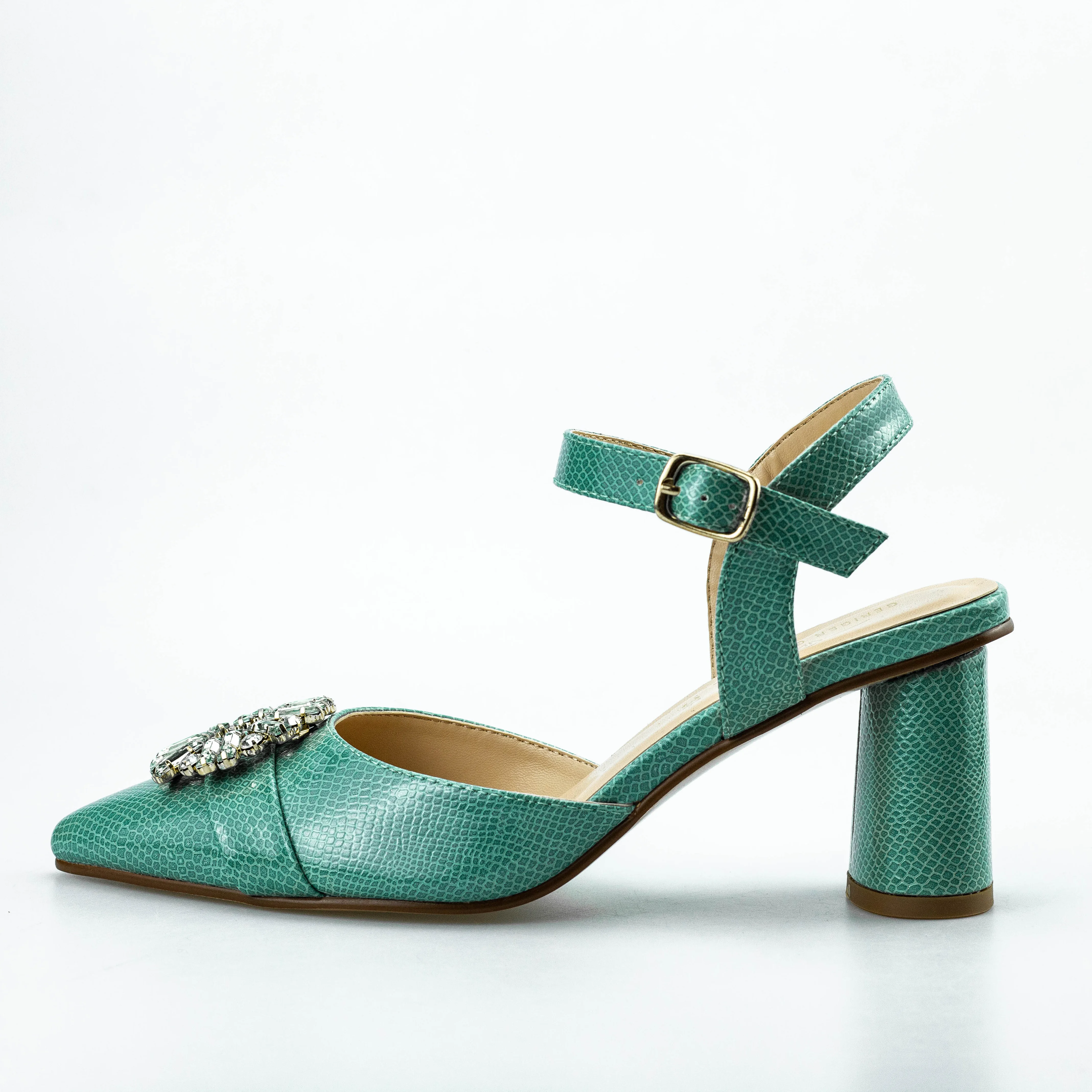 2027-3 Rhinestone Button Classic Designer Shoes Women's Pumps Square Heels Ankle Strap Ladies Shoes Wedding Bridal High Heels