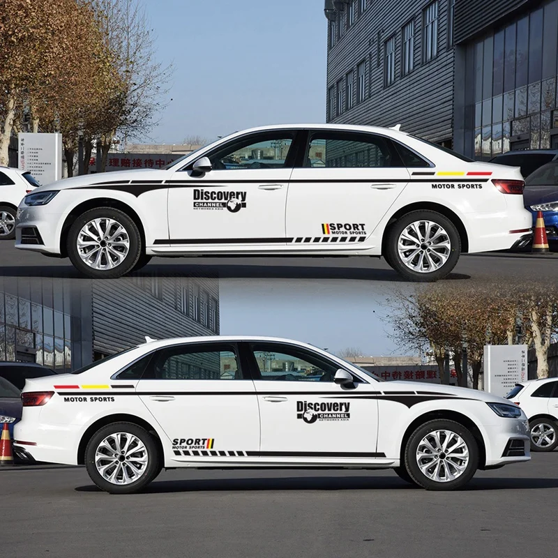 2 шт. спортивные наклейки на дверь автомобиля боковая юбка наклейка полосы