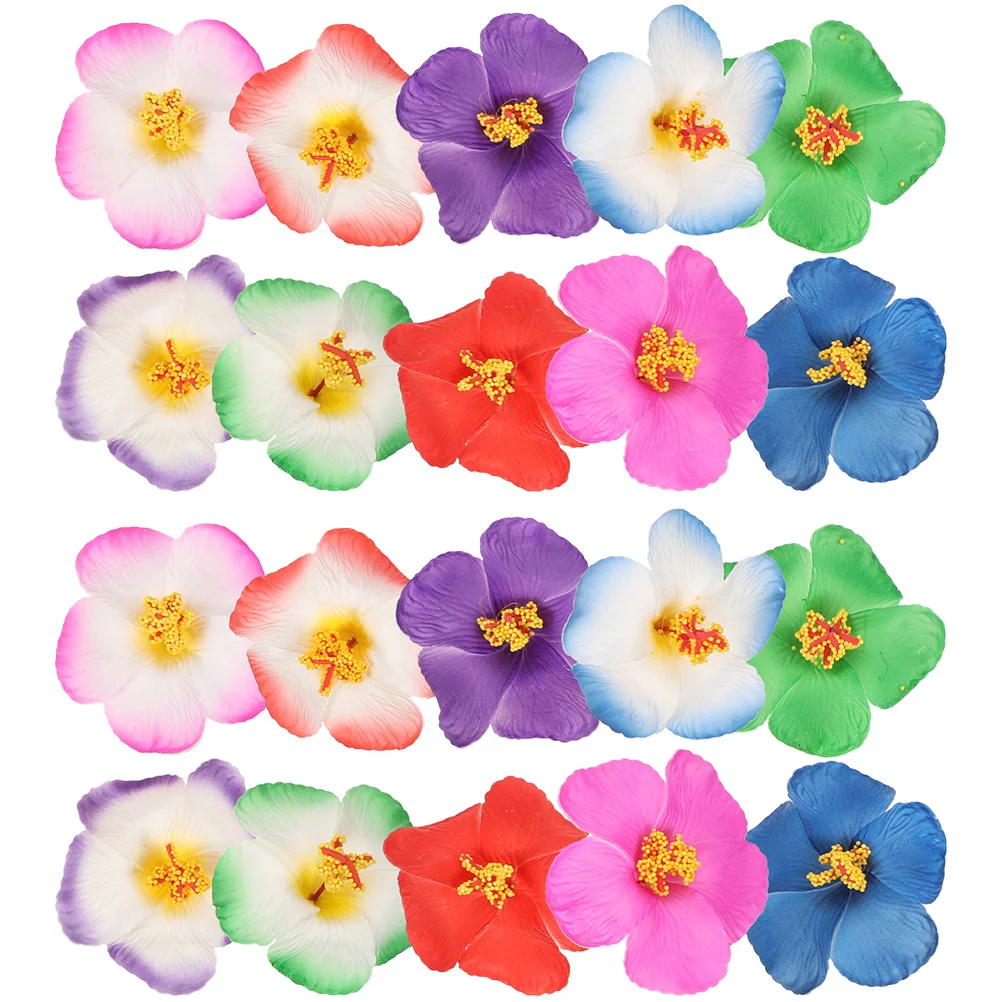 

20 Pcs Simulated Hibiscus Flower Artificial Faux Flowers Head For Crafts Decorate Eva Heads Fake