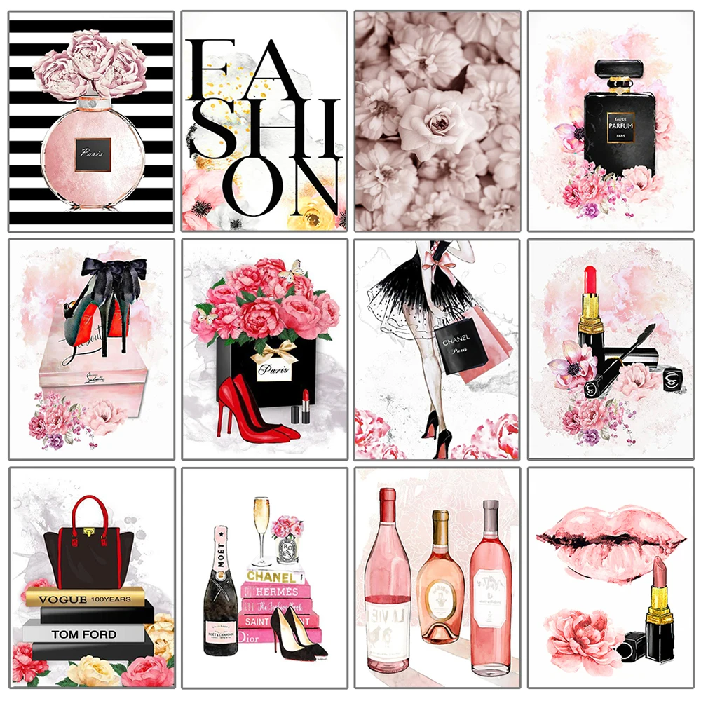 

5D DIY Diamond Painting Perfume Bag Flower Lipstick High Heels Art Nordic Poster Hand Embroidery Mosaic Home Decoration Gift