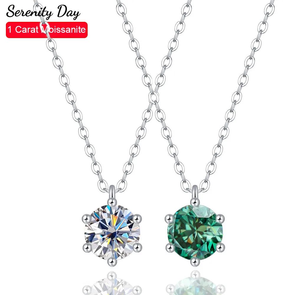 

Serenity Day Real D Color 2Ct Moissanite Pendant Necklace For Women With GRA Certificate S925 Sterling Silver Chain Fine Jewelry