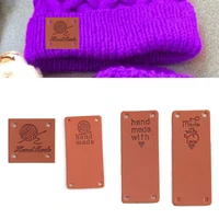 20pcs brown label tags for clothes pu leather handmade label with love knitted bags hat garment accessories for sewing