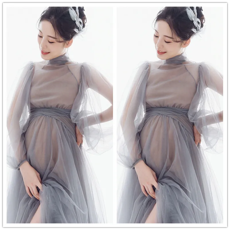 Maternity Photography for Photo Shoot Pregnant Sexy Korean Dress Photo Studio Pregnant Women Clothing Mesh Dress enlarge