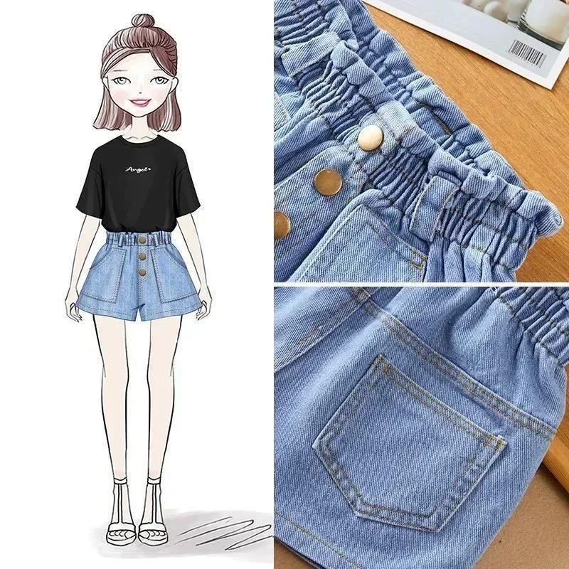 Shorts for Girls Blue All-match Children Denim Skirt Pants Fashion Jeans 2024 Summer Casual Teenage Short 10 12 14 Years