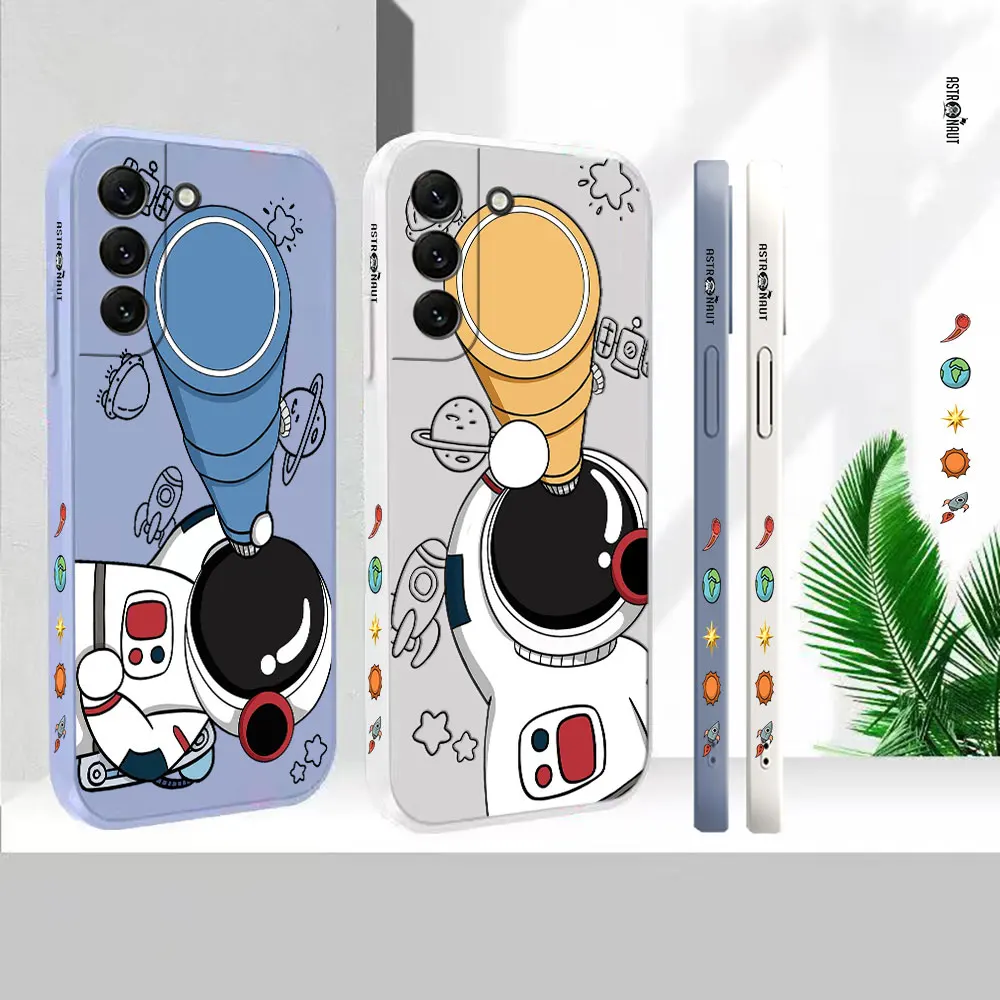 

Planet Hello Funny Astronaut Case For Samsung S23 S22 S21 S20 FE Ultra 5G S11 S11E S10 S10E S9 Plus Liquid Silicone Case Cover