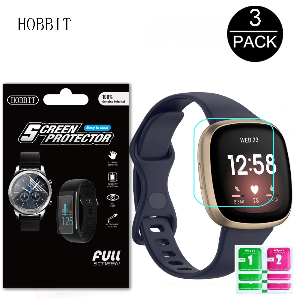 

3Pcs HD Clear TPU Hydrogel Film For Fitbit Versa 4 3 2 Smart Watch Full Screen Protector Anti-Scratch Waterproof Film Not Glass