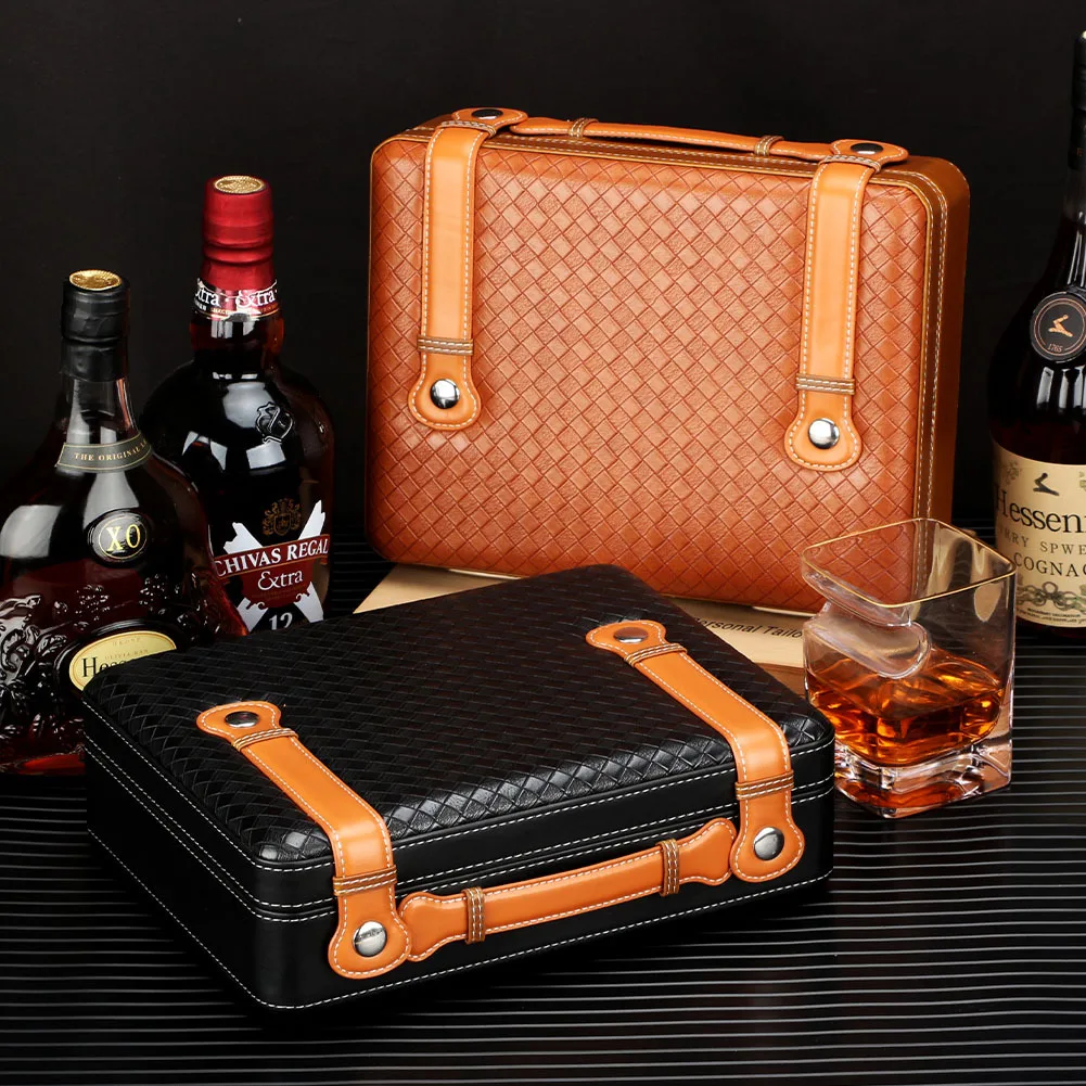 Портативный кожаный контейнер для хранения сигар из дерева кедра Портативный кожаный контейнер для хранения сигар из дерева кедра