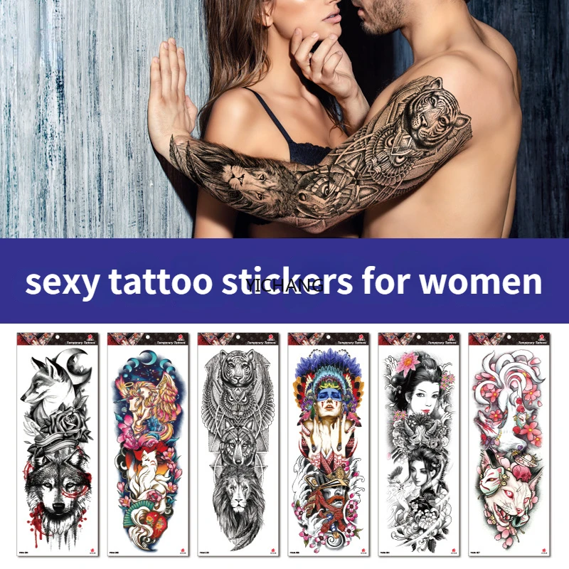 

Sexy Fake Tattoo for Woman Waterproof Temporary Tattoos Large Leg Thigh Body Tattoo Stickers Peony Lotus Flowers Fish Dragon