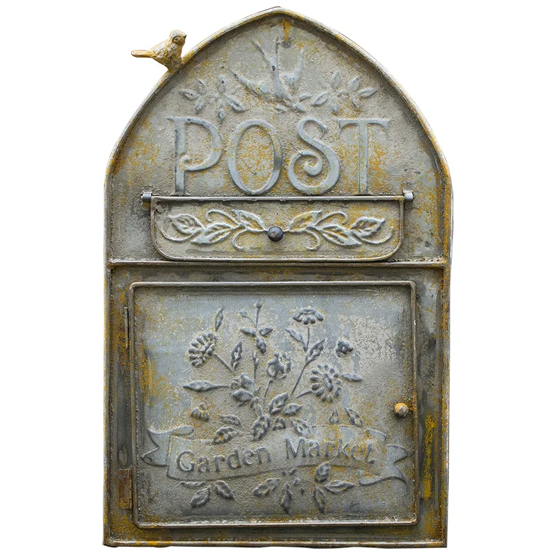 

Iron Wall-Mounted Mailbox Letter Box Retro Outdoor Inbox Postcard Box Post Box Props Mailbox