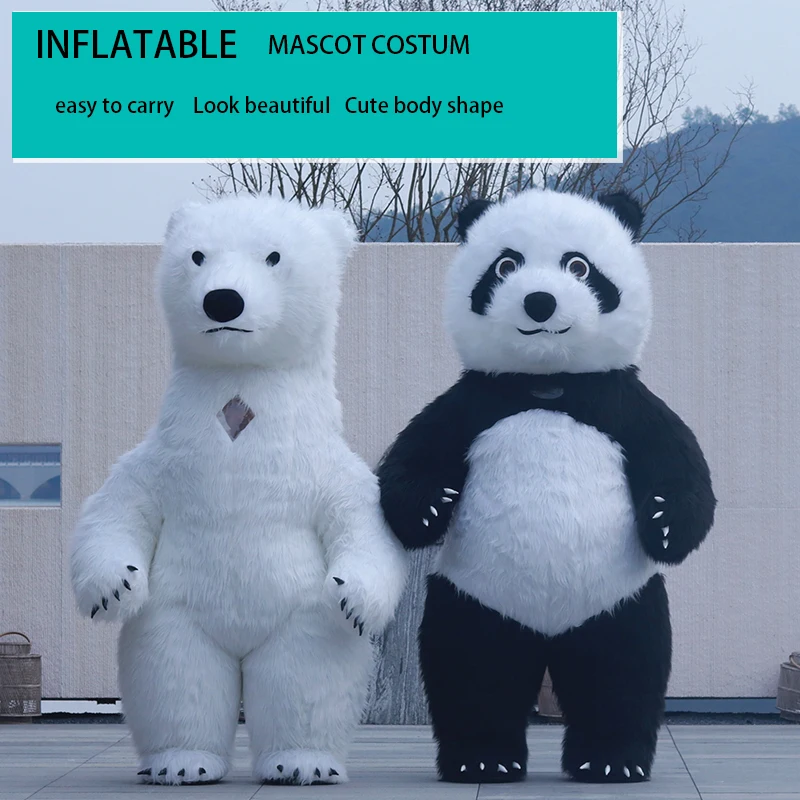 Гигантская полярная панда медведь надувной костюм уличный смешной женский для