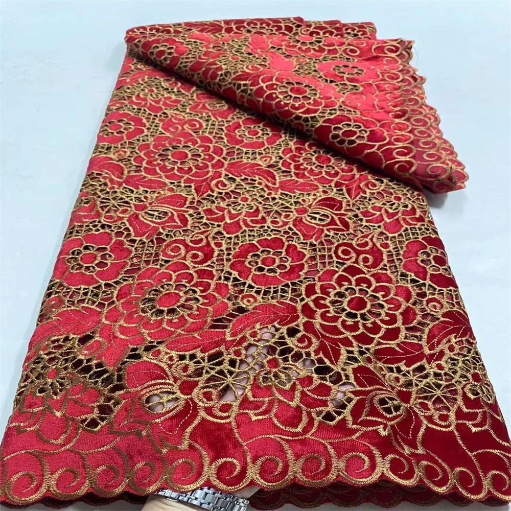 Роскошная африканская бархатная нигерийская свадебная кружевная ткань 2023
