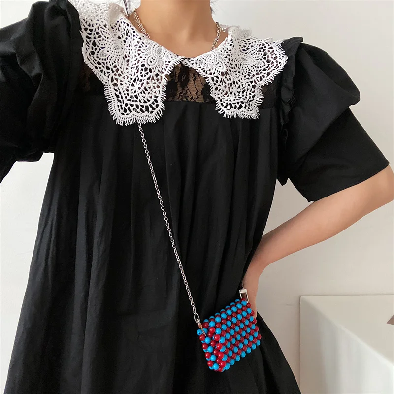 New Mini Pearl Bag Handmade Vintage EVA Beaded Fashion Banquet Party Shoulder Bag Female Wedding Bags Luxury Women's Coin Purse