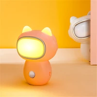 led robot night light usb charging desk lamp induction wall mounted atmosphere light living room bedroom baby sleep light toy