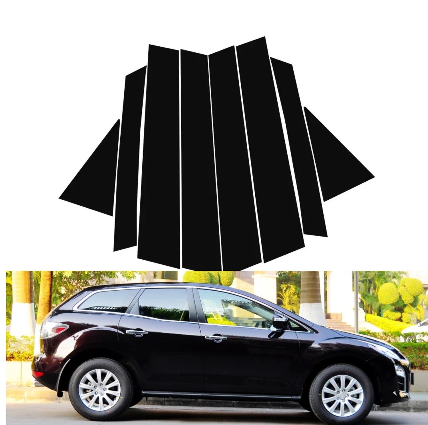 

Глянцевая черная стойка для Mazda CX-7 CX7 2006-2015, центральная дверь автомобиля B C, крышка с зеркальным эффектом, отделка оконной колонки, наклейка для ПК