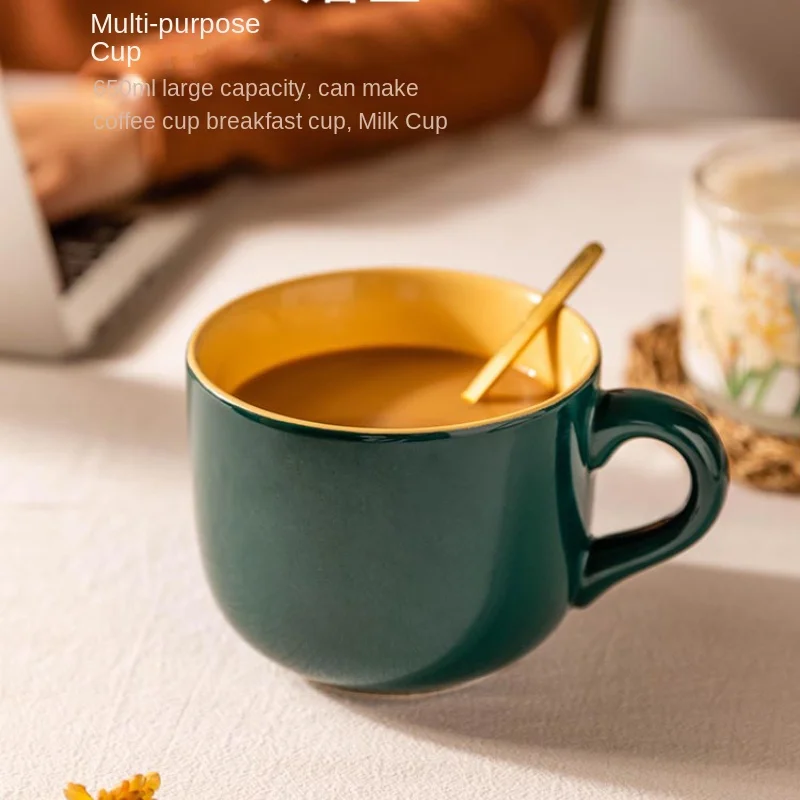 

Ceramic Cup Household Water Cup Large Capacity Couple Mug Office Breakfast Oatmeal Coffee Cup