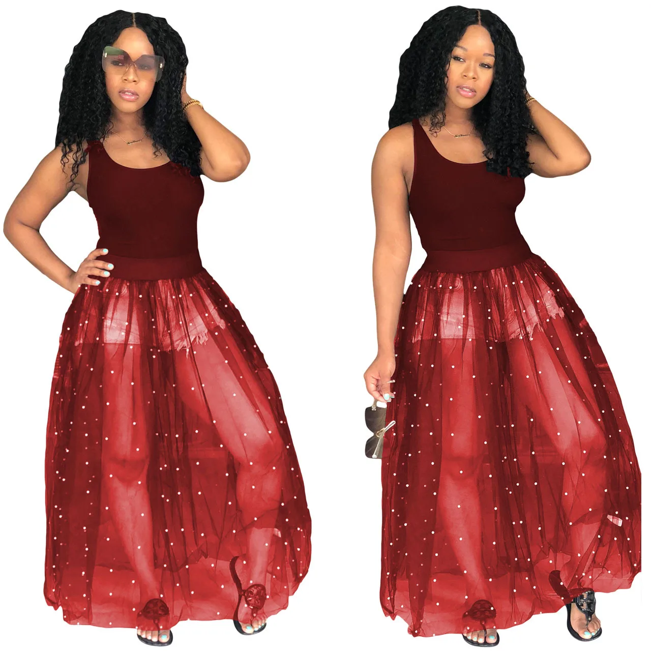 Женское летнее платье без рукавов с круглым вырезом | Женская одежда