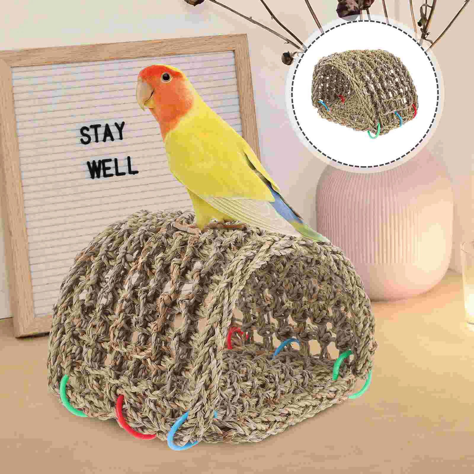 

Outdoor Bird Nest Straw Woven Parrot Breeding Nest Handwoven Bird Sleeping House