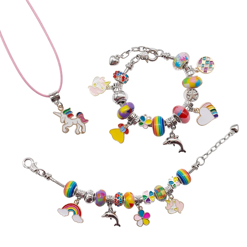 Набор браслетов Pandora в европейском стиле с шармами красочные бусины из смолы