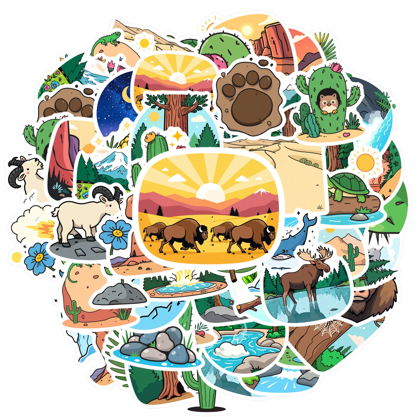 

Живописные наклейки с природой, многоцветные, винил, 35-100 шт