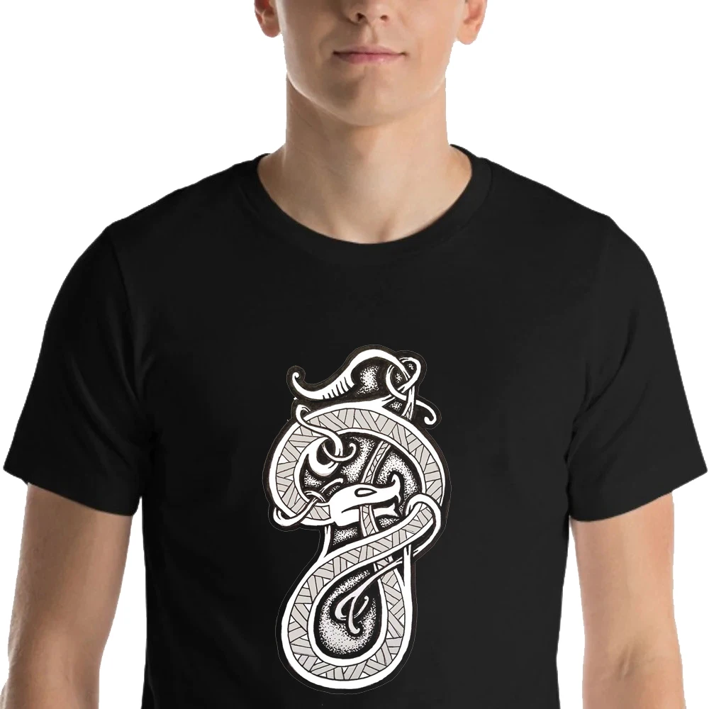 

HX Viking T-shirts Viking Snake Tattoo Pattern Printed T-shirt Cotton Tees Short Sleeve Tops Casual Shirts Dropshipping