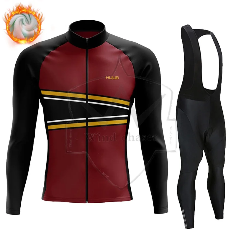 

HUUB Bicycle Sets Winter warm long-sleeved sweatshirt Jersey Bib Shorts Suits Mens Outdoor Riding Gel Pad Bike Clothing Shorts