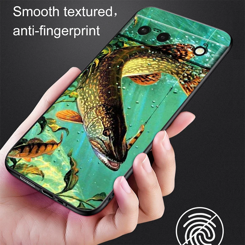 Clear Funda Trout Panel Fish Fishing Phone Case For Google Pixel 7 6 Pro 6A 5A 5 4 4A XL 5G Black Silicone TPU Shockproof Cover