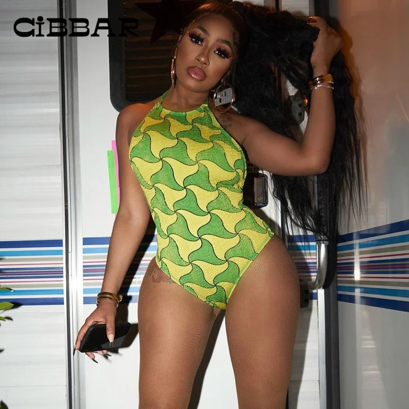 

Сексуальный Боди CIBBAR с лямкой на шее, Женское боди на шнуровке, мода 2022 года, Клубная одежда с открытой спиной, комбинезоны с принтом в стиле ...