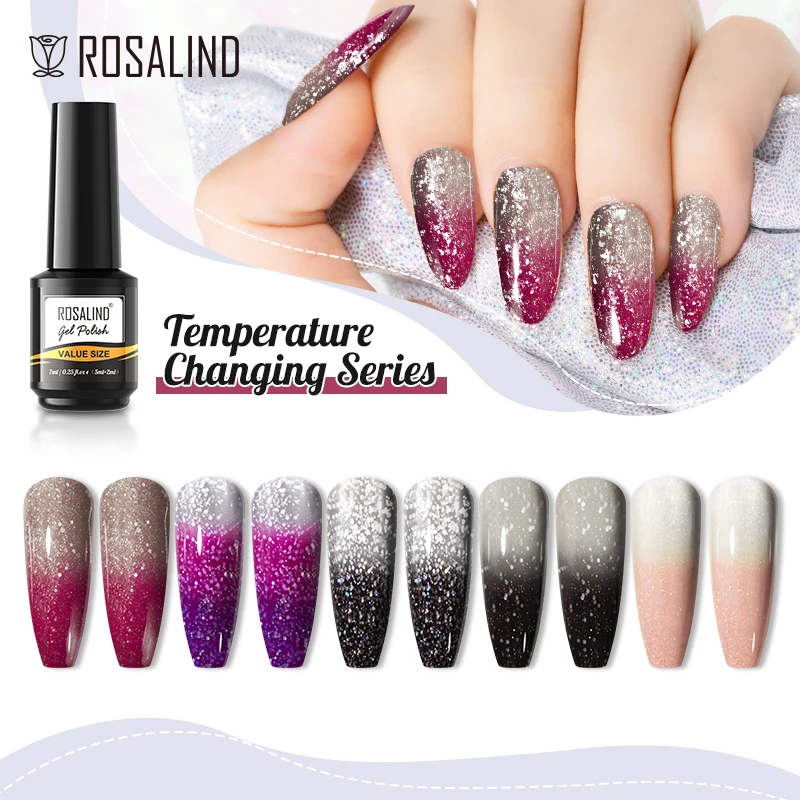 

ROSALIND 7ML Gel Polish Temperature Shiny Color Changing Semi-permanent varnish UV/LED For Nail Art Soak Off Hybrid Varnishes