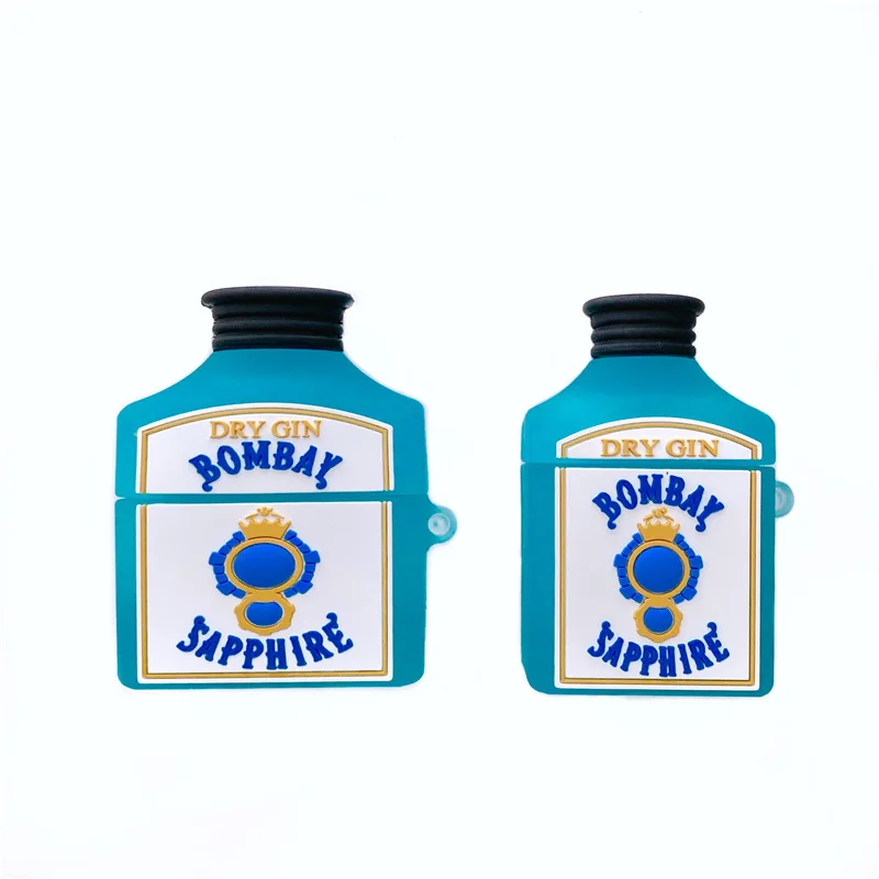 

Wireless Earphone 3D for Airpods 1 2 Case Cartoon Funny Wine Beer Bottle Dry Gin Sapphire Protective Cover for Apple Airpods Pro
