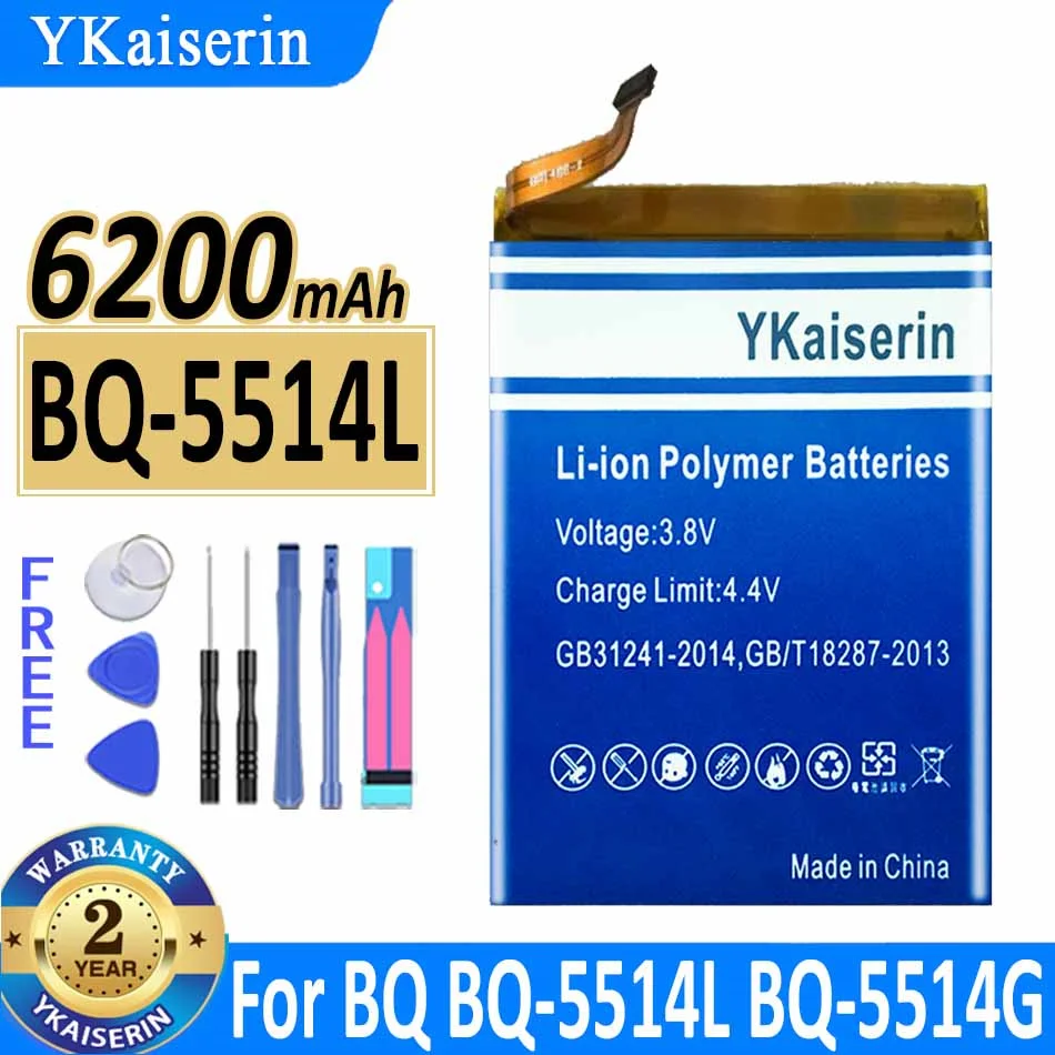 

YKaiserin Replacement Battery For BQ BQ-5514L BQ-5514G 6200mAh for Micromax ACBPN50M03 Mobile Phone Bateria + Free Tools